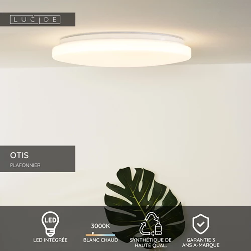 Lucide OTIS - Plafonnier - Ø 39 cm - LED - 1x32W 3000K - Opalin - USP